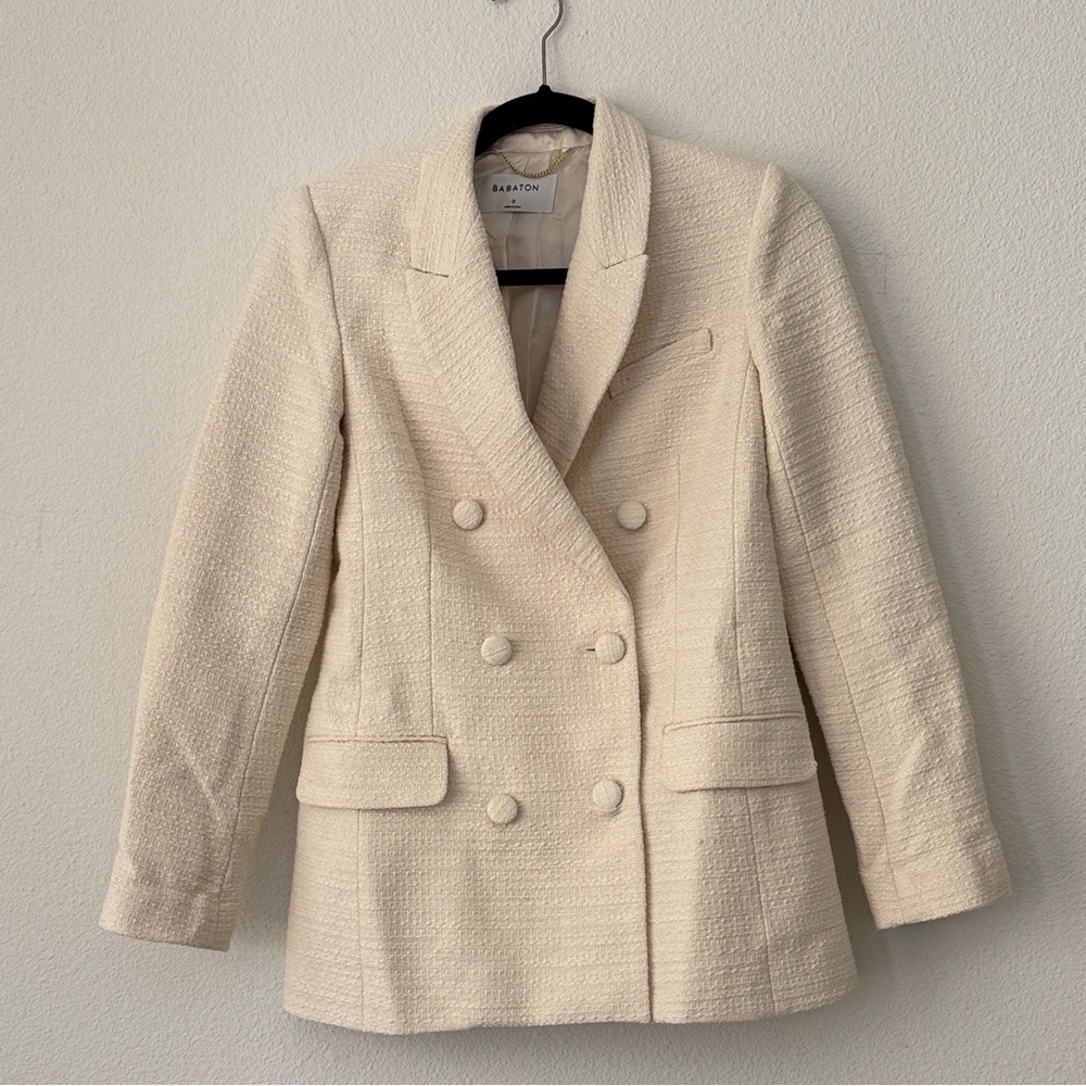 Aritzia Babaton Cream Double-Breasted Women's Blazer